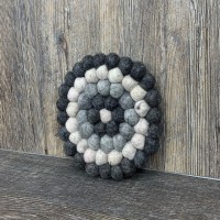 Gray and White Round Felt Ball Trivet